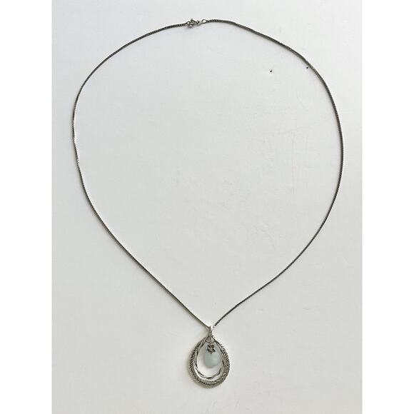 Oz Paz .925 Silver Aquamarine Pear Teardrop Shaped Pendant Necklace 31” Israel - Picture 4 of 9